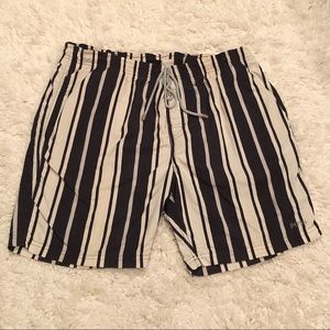 Hugo Boss Vertical Stripe Swim Trunks White Navy Large